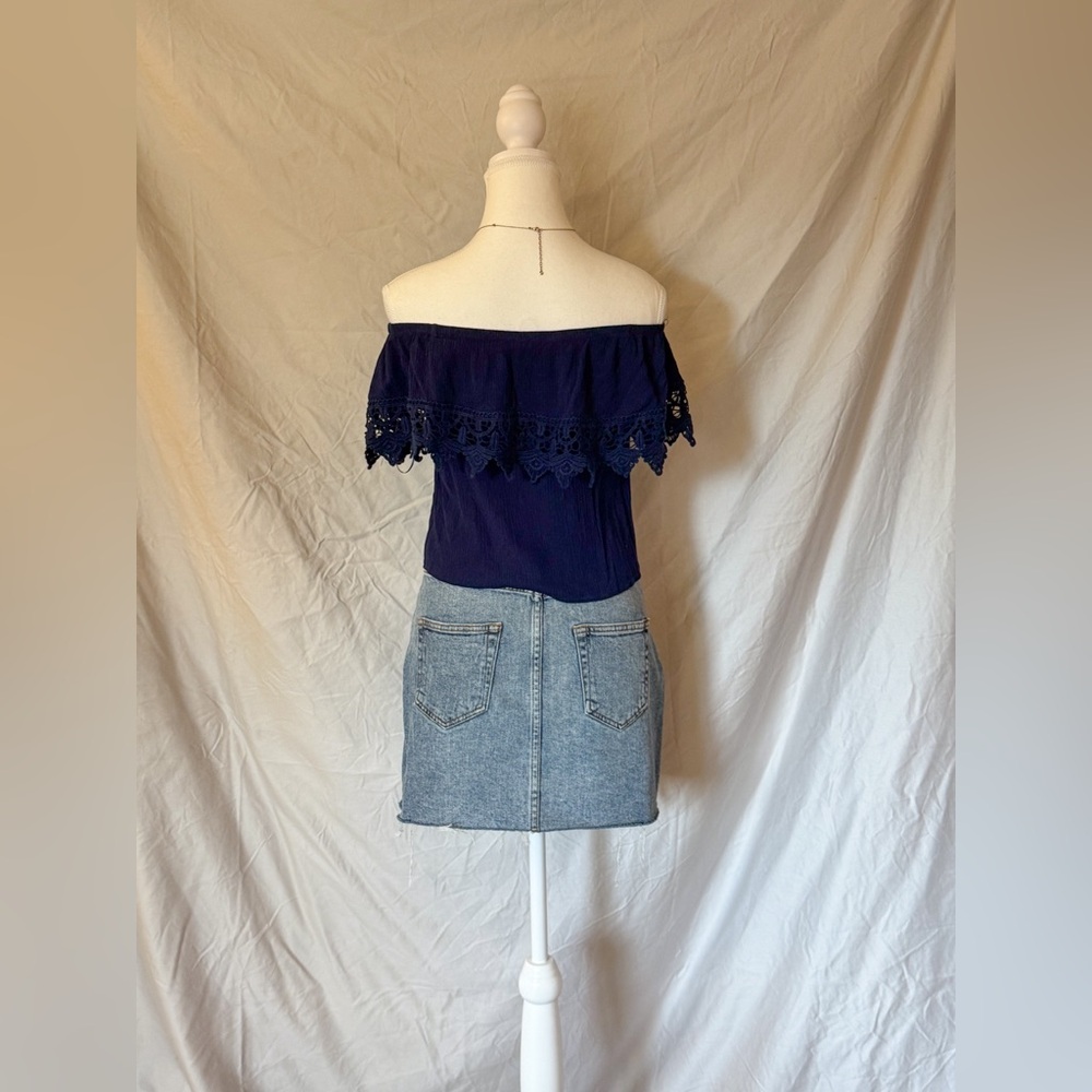 Navy Off-Shoulder Top - Picture 5 of 8